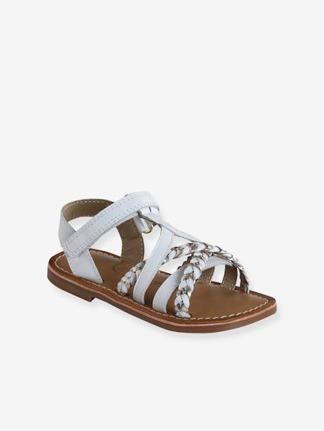 Leather Sandals with Hook-&-Loop Fastening for Toddlers set blue+white - vertbaudet enfant 