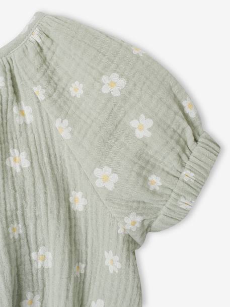 Printed baby blouse grey green+vanilla - vertbaudet enfant 