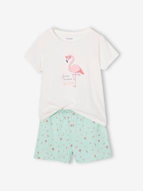 Lot 2 pyjashorts fille 1 motif arc-en-ciel + 1 motif flamant rose - vertbaudet enfant Fille-Lot 2 pyjashorts fille 1 motif arc-en-ciel + 1 motif flamant rose