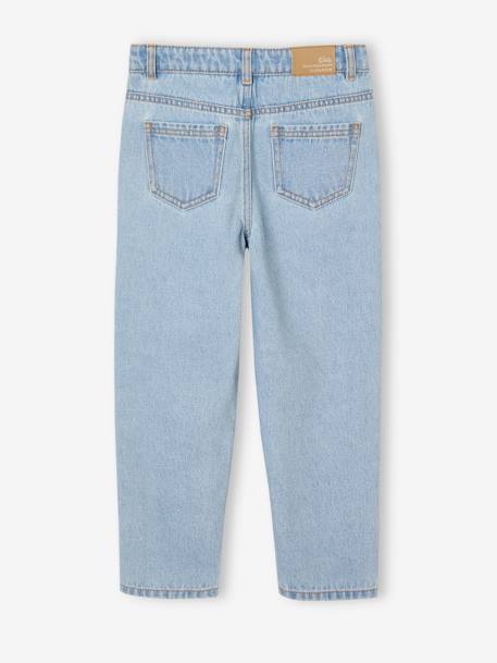 Jean fille mom brodé fleurs bleu+bleu clair+bleu moyen - vertbaudet enfant 