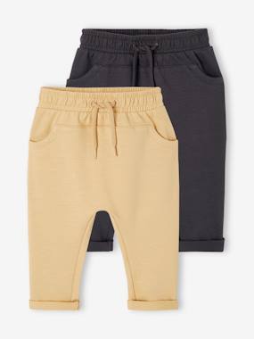 Lot de 2 pantalons bébé en molleton   - vertbaudet enfant