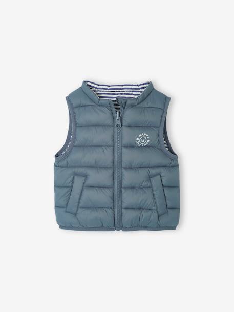 Doudoune bébé garçon sans manches réversible bleu grisé - vertbaudet enfant 