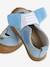 Chaussons à scratchs bébé en cuir souple bleu imprimé+bleu pâle+indigo+marron - vertbaudet enfant 