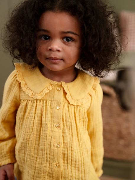 Baby cotton gauze shirt ochre - vertbaudet enfant 