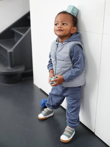 Doudoune bébé garçon sans manches réversible bleu grisé - vertbaudet enfant 