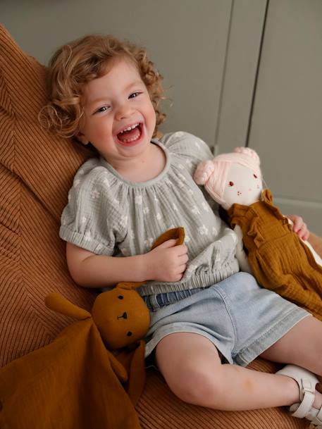 Printed baby blouse grey green+vanilla - vertbaudet enfant 