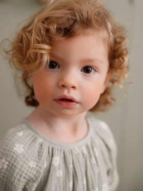 Printed baby blouse grey green+vanilla - vertbaudet enfant 