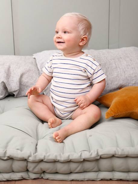 Ensemble naissance nid d'abeille tee-shirt et short écru - vertbaudet enfant 