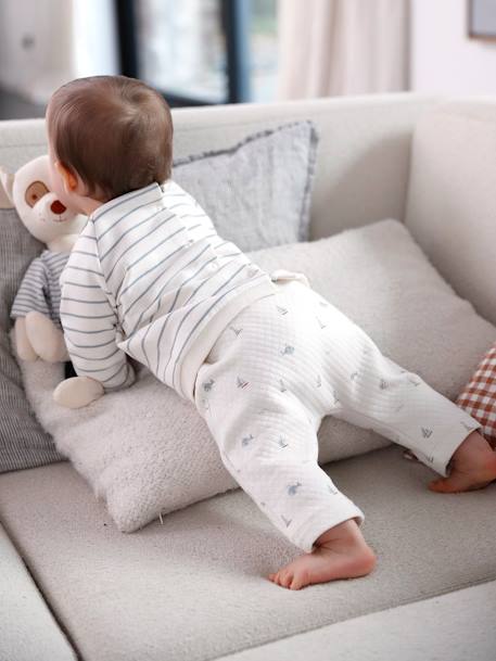 Ensemble bébé sweat et pantalon BEIGE CLAIR RAYE+rose pâle - vertbaudet enfant 