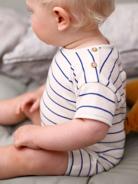 Honeycomb sleepsuit set, T-shirt and shorts ecru - vertbaudet enfant 