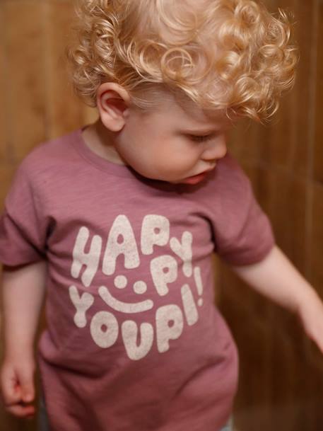 Organic cotton 'Happy Youpi' baby short-sleeved T-shirt violet - vertbaudet enfant 