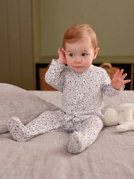 Lot de 2 pyjamas fleuris bébé fille bleu - vertbaudet enfant 