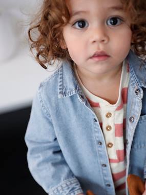 -Chemise bébé en jean pressionnée personnalisable