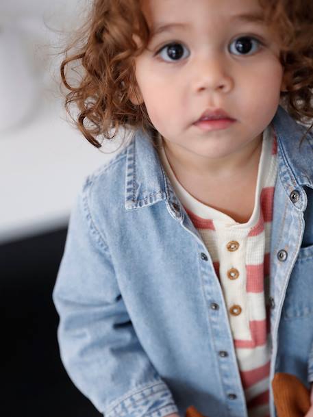 Chemise bébé en jean pressionnée personnalisable double stone - vertbaudet enfant 
