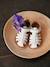 Sandales scratchées cuir bébé bout fermé blanc+lot rose - vertbaudet enfant 