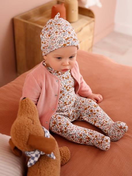 Baby bodysuit, dungarees, hat and cardigan set rose - vertbaudet enfant 