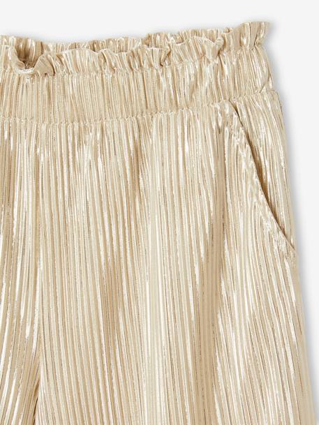 Occasion Wear Wide-Leg Lamé Trousers with Pleats for Girls gold - vertbaudet enfant 