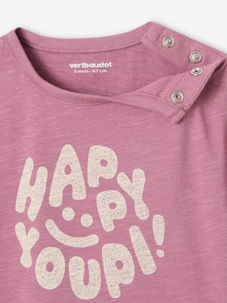 Organic cotton 'Happy Youpi' baby short-sleeved T-shirt violet - vertbaudet enfant 