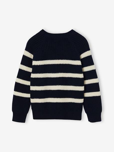 Pull garçon rayé bleu moyen+caramel+écru+encre+vert sauge - vertbaudet enfant 