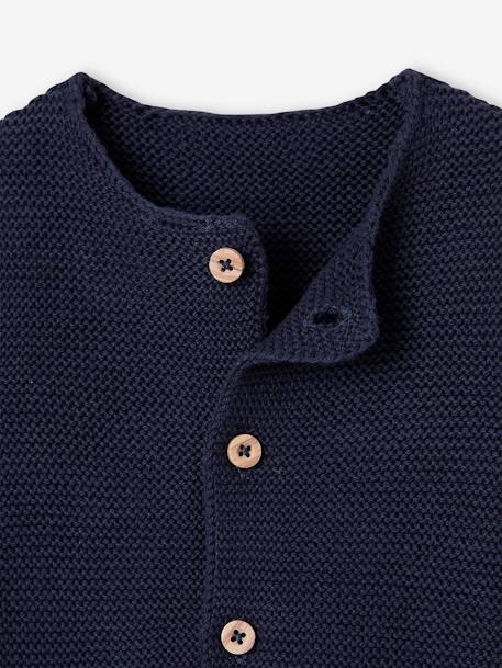 Gilet bébé naissance maille point mousse beige chiné+écru+marine - vertbaudet enfant 