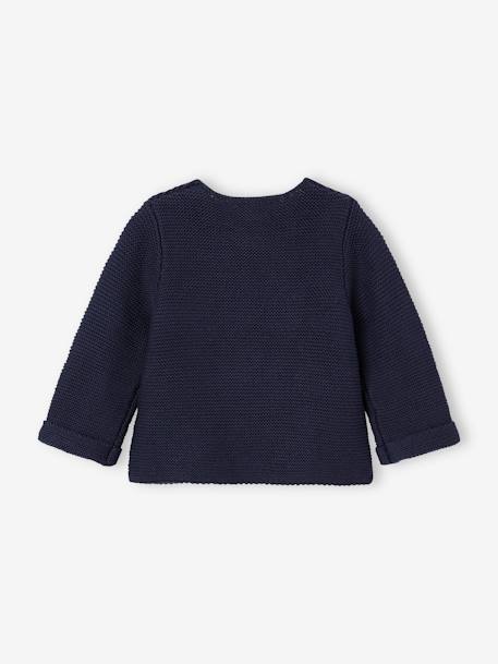 Gilet bébé naissance maille point mousse beige chiné+écru+marine - vertbaudet enfant 