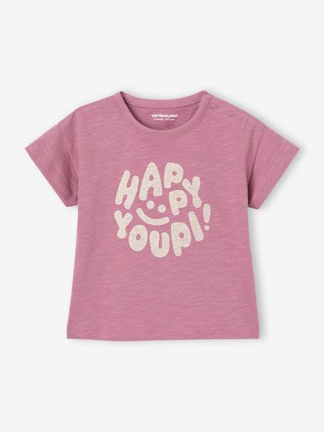 Organic cotton 'Happy Youpi' baby short-sleeved T-shirt violet - vertbaudet enfant 