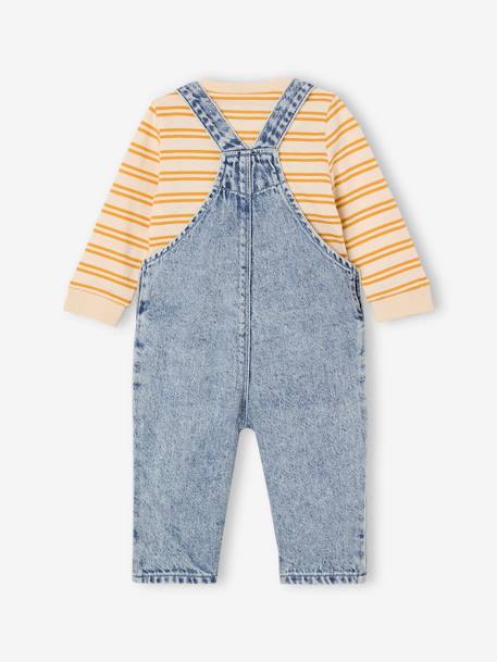 Ensemble tee-shirt rayé et salopetteen jean bébé double stone - vertbaudet enfant 