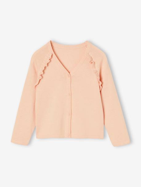Gilet fille à volants cérémonie beige doré+écru+rose pâle+vert - vertbaudet enfant 