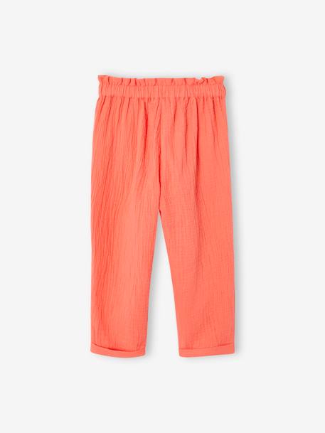 Pantacourt fille en gaze de coton anthracite+bleu+corail - vertbaudet enfant 