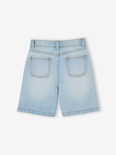 Bermuda fille en jean brodé fleurs bleu clair+bleu moyen - vertbaudet enfant 