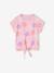 T-shirt fille imprimé noeud fantaisie manches courtes blanc+blanc imprimé+lavande+rose - vertbaudet enfant 