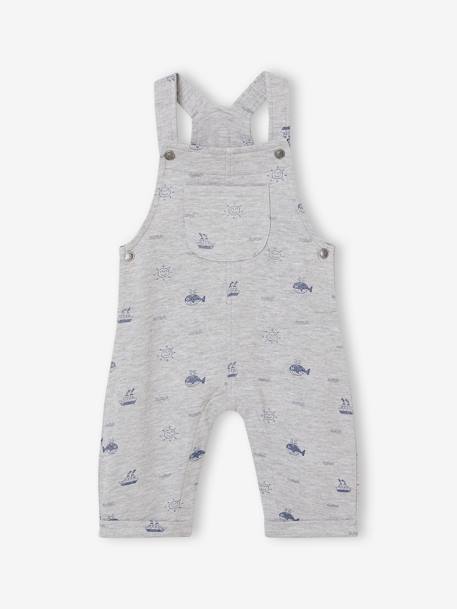 Baby fleece dungarees with nautical motifs marl grey - vertbaudet enfant 