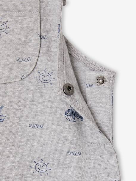 Baby fleece dungarees with nautical motifs marl grey - vertbaudet enfant 