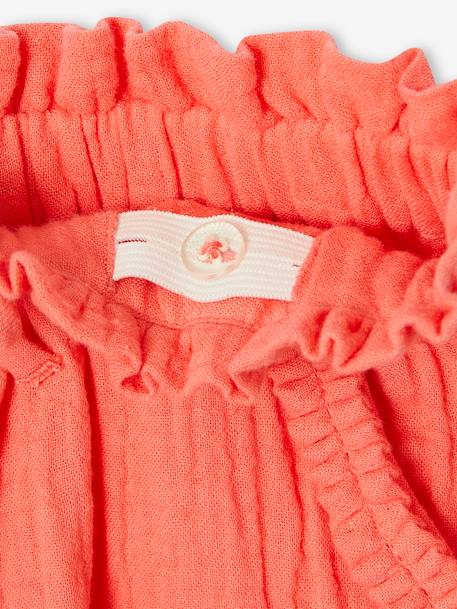 Pantacourt fille en gaze de coton anthracite+bleu+corail - vertbaudet enfant 