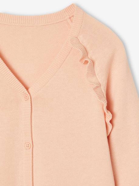 Gilet fille à volants cérémonie beige doré+écru+rose pâle+vert - vertbaudet enfant 