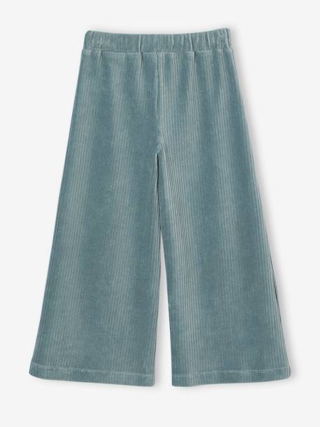 Pantalon fille large en velours anthracite+bleu grisé+écru+kaki+marron+prune+rose - vertbaudet enfant 