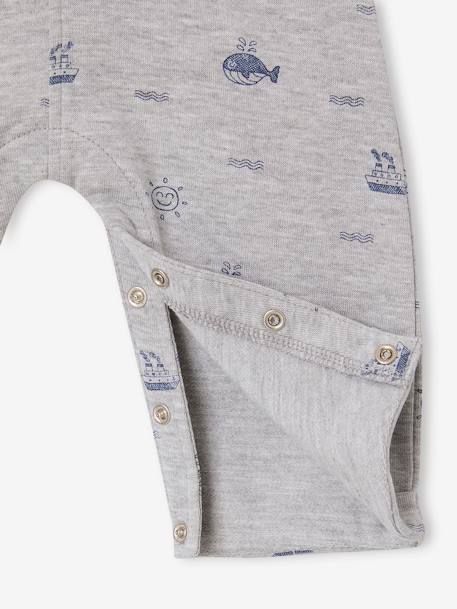 Baby fleece dungarees with nautical motifs marl grey - vertbaudet enfant 