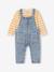 Ensemble tee-shirt rayé et salopetteen jean bébé double stone - vertbaudet enfant 