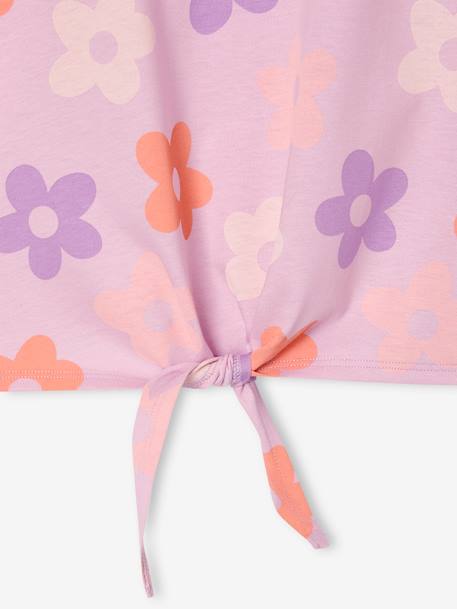 T-shirt fille imprimé noeud fantaisie manches courtes blanc+blanc imprimé+lavande+rose - vertbaudet enfant 
