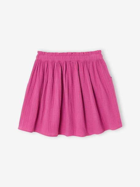 Jupe fille en gaze de coton beige+bleu grisé+rose+vert sauge+vieux rose+violet - vertbaudet enfant 