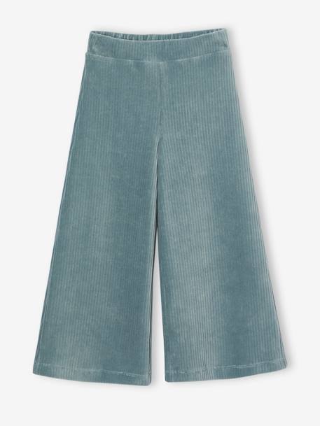 Pantalon fille large en velours anthracite+bleu grisé+écru+kaki+marron+prune+rose - vertbaudet enfant 
