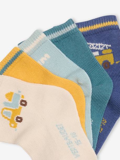 Lot de 5 paires de chaussettes « vroum » bébé lichen - vertbaudet enfant 