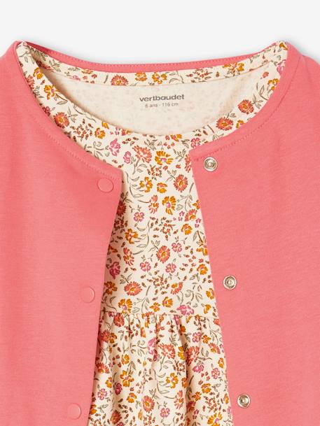 Ensemble fille robe + gilet mauve+rose+rose imprimé - vertbaudet enfant 