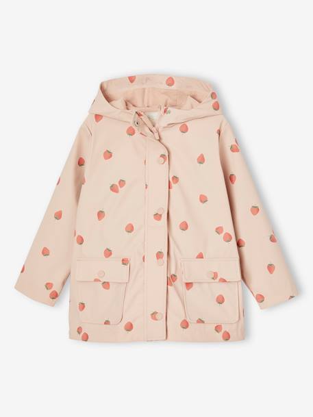 Printed hooded raincoat for girls green+grey green+multicoloured+navy blue+pale pink+vanilla - vertbaudet enfant 