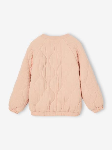 Girls' quilted bomber jacket in cotton gauze rosy+vanilla - vertbaudet enfant 