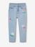 Jean fille mom brodé fleurs bleu+bleu clair+bleu moyen - vertbaudet enfant 