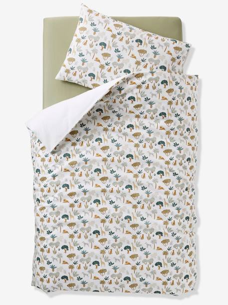 Parure housse de couette et taie d'oreiller bébé SAVANA multicolore - vertbaudet enfant 