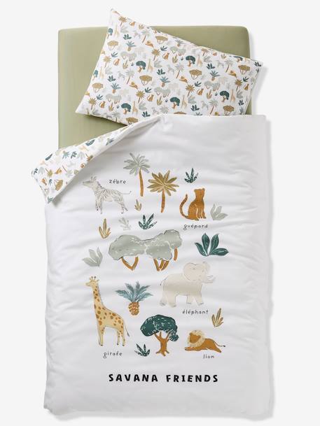 Parure housse de couette et taie d'oreiller bébé SAVANA multicolore - vertbaudet enfant 