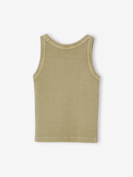 Débardeur fille en côtes beige+écru+rayé bleu+rose bonbon+vert sauge - vertbaudet enfant 