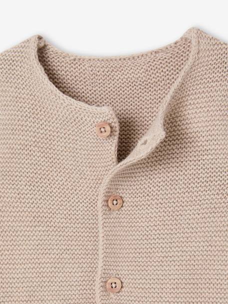 Gilet bébé naissance maille point mousse beige chiné+écru+marine - vertbaudet enfant 